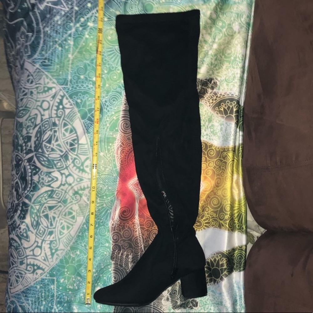 NIB Over the Knee Floral Embellished Suede Boots - Picture 8 of 11